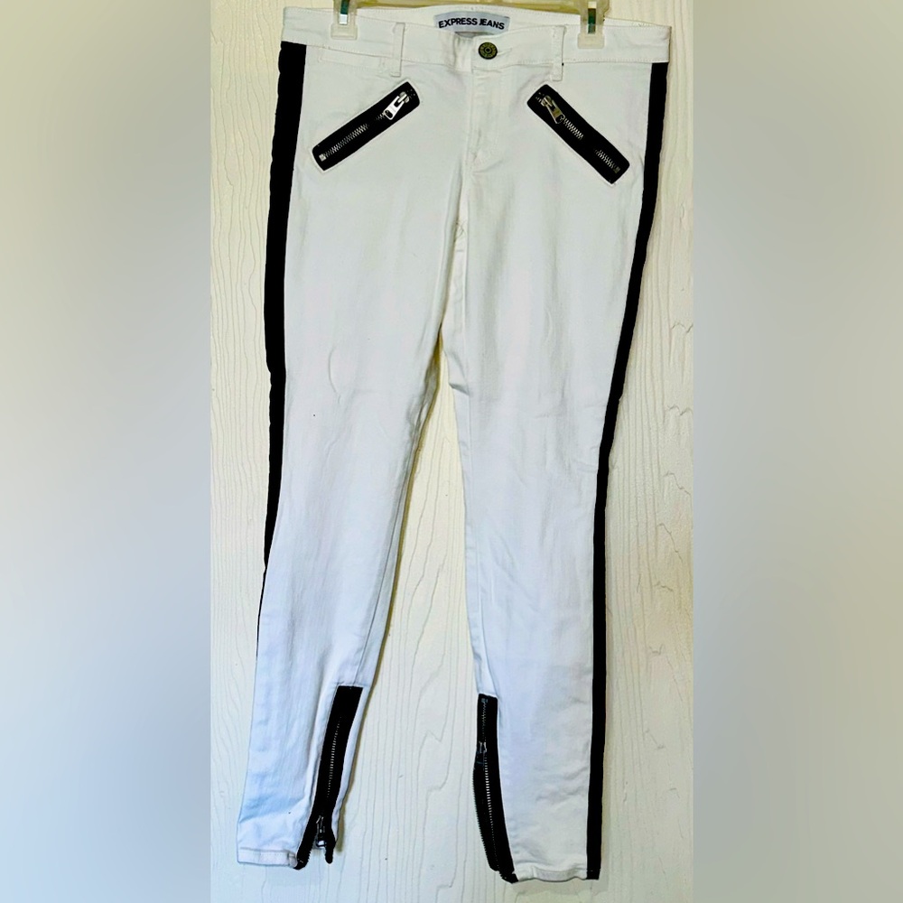 Express Skinny Jeans Stella Legging Low Rise White Stretch Womens Size 10